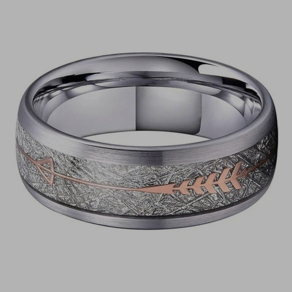 Men's Silver and Rose Gold Arrow Ring - Picture 3 of 4
